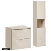 Ensemble de meuble de salle de bain - 60 cm - avec plan - avec colonne - 2 tiroirs - DANO