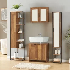 Ensemble de meubles de salle de bain 4 pièces Namsskogan effet noyer noir en.casa
