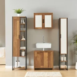 Ensemble de meubles de salle de bain 4 pièces Namsskogan effet noyer noir en.casa