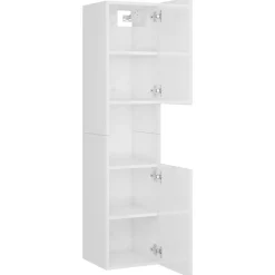 Ensemble de meubles de salle de bain - vidaXL - 3070910 - Blanc - Bois d'ingénierie - Rangement spacieux