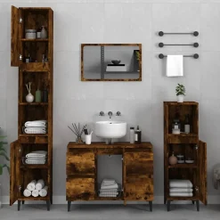 Ensemble de meubles de salle de bain 3 pcs Chêne fumé vidaXL