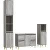 Ensemble de meubles de salle de bain 3 pcs Sonoma gris vidaXL