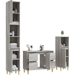 Ensemble de meubles de salle de bain 3 pcs Sonoma gris vidaXL