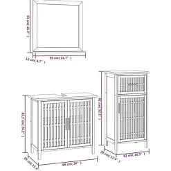 Ensemble de meubles de salle de bain 3 pcs Bois massif de noyer vidaXL