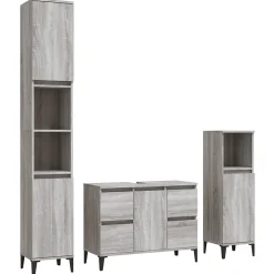 Ensemble de meubles de salle de bain 3 pcs Sonoma gris vidaXL