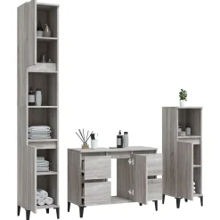 Ensemble de meubles de salle de bain 3 pcs Sonoma gris vidaXL