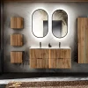 Ensemble de meubles sous vasque - 120 cm - avec Vasque - Cube et Colonnes - Miroirs LED - WOTANIA