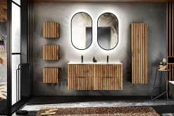 Ensemble de meubles sous vasque - 120 cm - avec Vasque - Cube et Colonnes - Miroirs LED - WOTANIA