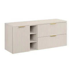 Ensemble de salle de bains NOXERA 140 cm Marron congo plan pour vasque et 4 tiroirs et 2 niches