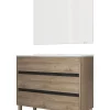 Ensemble de salle de bain meuble 100cm STAY THREE EDGE bois clair - Vasque - Miroir - Applique