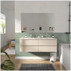 Ensemble double vasque SORRENTO 120cm avec vasque, robinets et miroirs