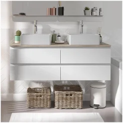 Ensemble double vasque suspendu SORRENTO 120cm
