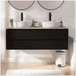 Ensemble double vasque suspendu SORRENTO avec vasques et robinets 120 cm