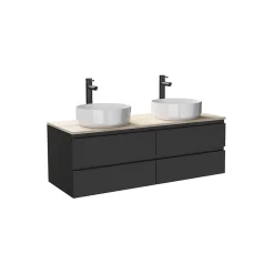 Ensemble double vasque suspendu SORRENTO avec vasques et robinets 120 cm