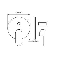 Ensemble Externe Encastrable Pour Douche Universelle 2 Voies, Plaque + Levier + Déviateur Amalfi