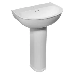 Ensemble lavabo et colonne en céramique blanc Endell GoodHome