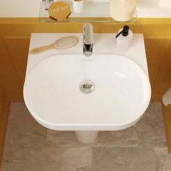 Ensemble lavabo et colonne en céramique blanc Cavally GoodHome