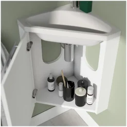 Ensemble lave-mains angle suspendu SKINO avec robinet et armoire d'angle