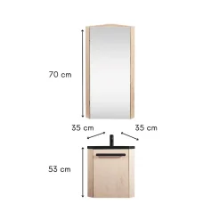 Ensemble lave-mains angle SKINO avec robinet et armoire