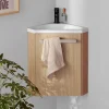 Ensemble lave-mains d'angle suspendu SKINO avec robinet noir