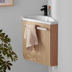 Ensemble lave-mains d'angle suspendu SKINO avec robinet noir