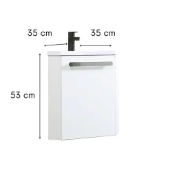 Ensemble lave-mains d'angle suspendu SKINO avec robinet noir