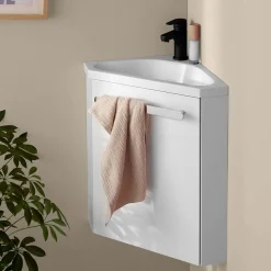Ensemble lave-mains d'angle suspendu SKINO avec robinet noir