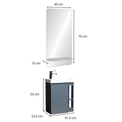 Ensemble lave-mains HAMPTON avec robinet chromé et miroir