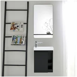 Ensemble lave-mains HAMPTON avec rangement latéral et miroir tablette