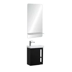 Ensemble lave-mains HAMPTON avec rangement latéral et miroir tablette