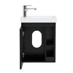 Ensemble lave-mains HAMPTON avec rangement latéral et miroir tablette