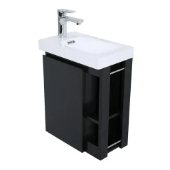 Ensemble lave-mains HAMPTON avec rangement latéral et miroir tablette