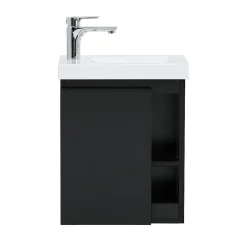 Ensemble lave-mains HAMPTON avec rangement latéral et miroir tablette