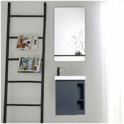 Ensemble lave-mains HAMPTON avec rangement latéral et miroir tablette
