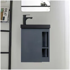Ensemble lave-mains HAMPTON avec rangement latéral et robinet noir