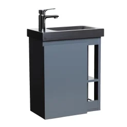 Ensemble lave-mains HAMPTON avec rangement latéral et robinet noir