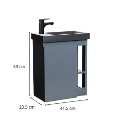 Ensemble lave-mains HAMPTON avec rangement latéral et robinet noir