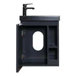 Ensemble lave-mains HAMPTON avec rangement latéral et robinet noir