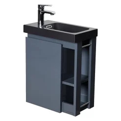 Ensemble lave-mains HAMPTON avec rangement latéral et robinet noir