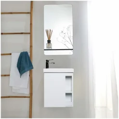 Ensemble lave-mains HAMPTON avec robinet chromé et miroir