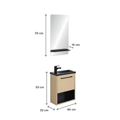 Ensemble lave-mains NIKA avec niche, robinet et miroir tablette