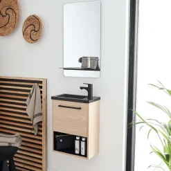 Ensemble lave-mains NIKA avec niche, robinet et miroir tablette