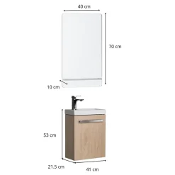 Ensemble lave-mains suspendu NEVADA avec robinet et miroir
