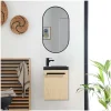 Ensemble lave-mains suspendu NEVADA avec robinet noir et miroir ovale