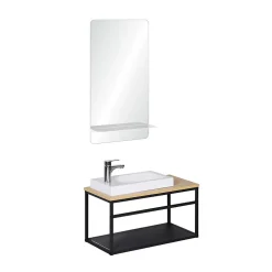 Ensemble lave-mains WILO grande largeur avec robinet et miroir 60cm