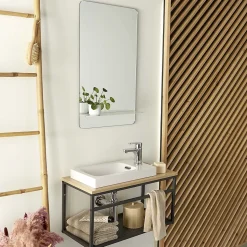 Ensemble lave-mains WILO grande largeur avec robinet et miroir 60cm