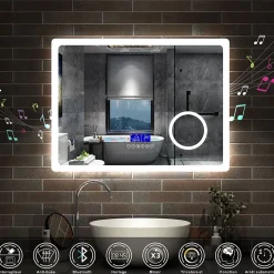 Ensemble meuble 80 cm anthracite avec 2 tiroirs, lavabo céramique + Miroir Bluetooth tricolore + 2 colonnes hautes, suspendu