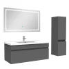 Ensemble meuble + vasque + miroir lumineux + colonne 100cm meuble salle de bain Anthracite