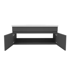 Ensemble meuble + vasque + miroir lumineux + colonne 100cm meuble salle de bain Anthracite