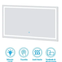 Ensemble meuble + vasque + miroir lumineux + colonne 100cm meuble salle de bain Anthracite